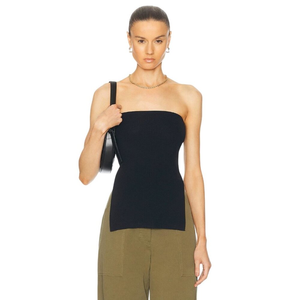 AEXAE Technical Knit Bandeau Tube Top in Black Small New Womens Strapless Tank